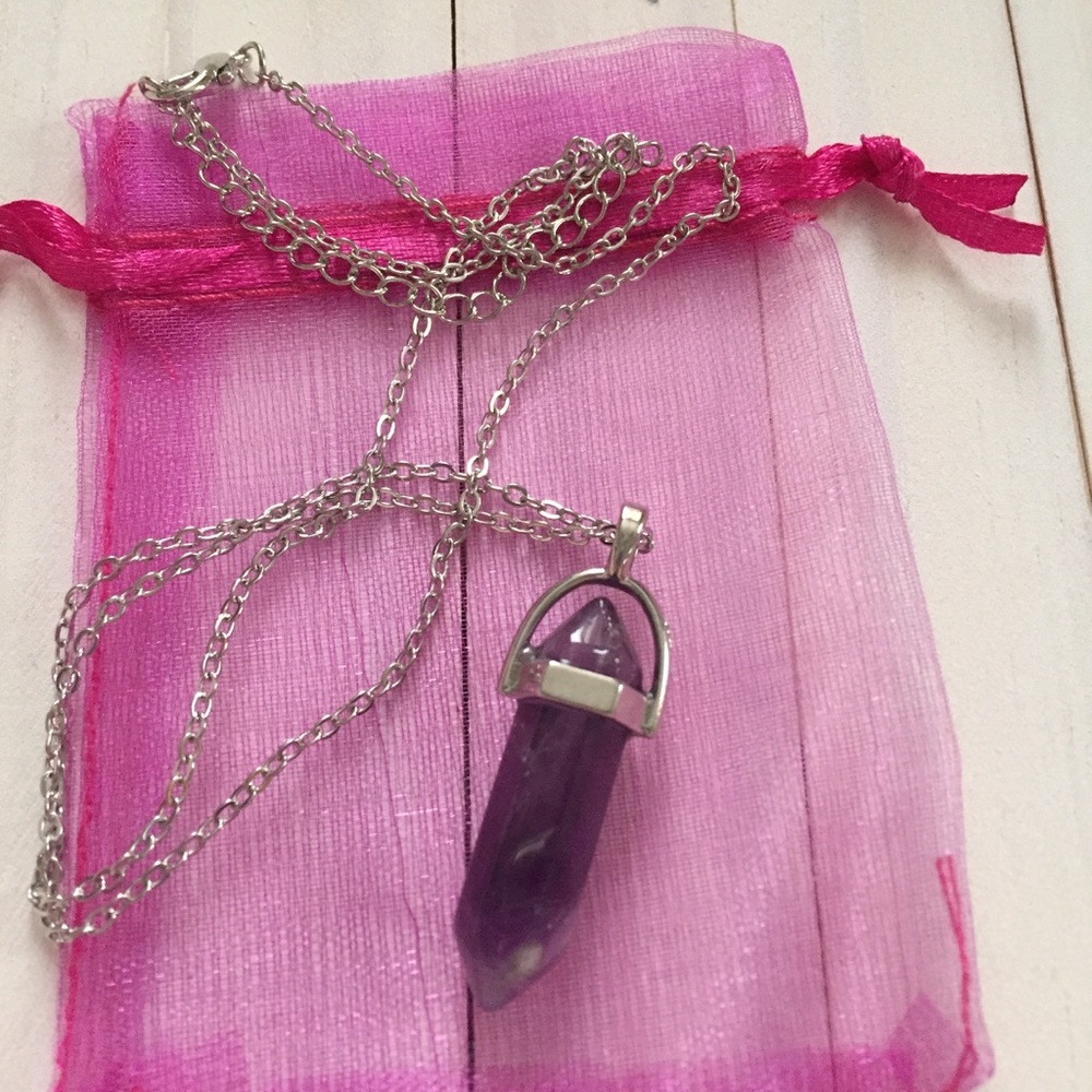 Amethyst Necklace with silver chain